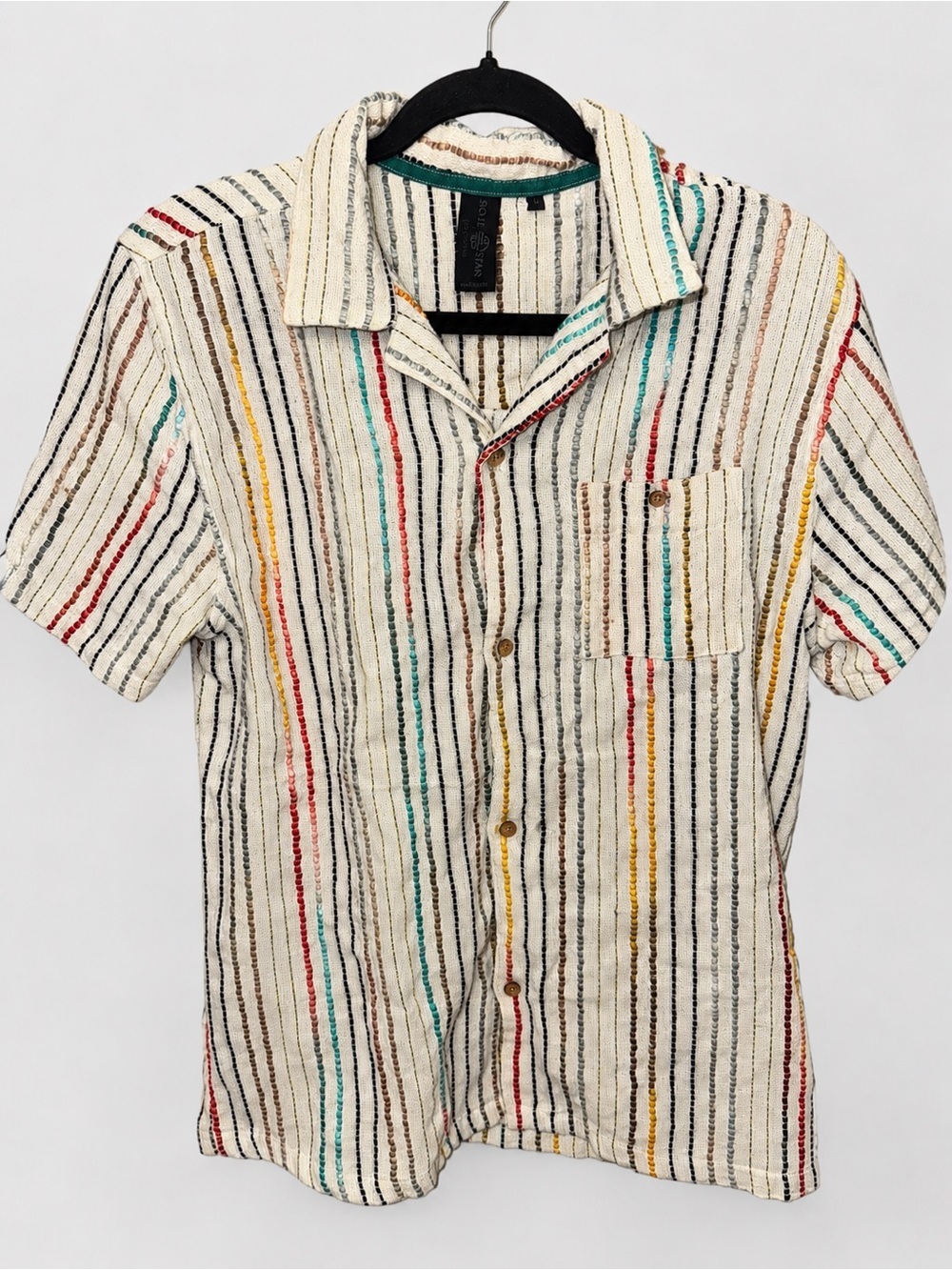 Soul Star Women’s Medium Multicolor Striped Button Up Shirt Boho Hippy